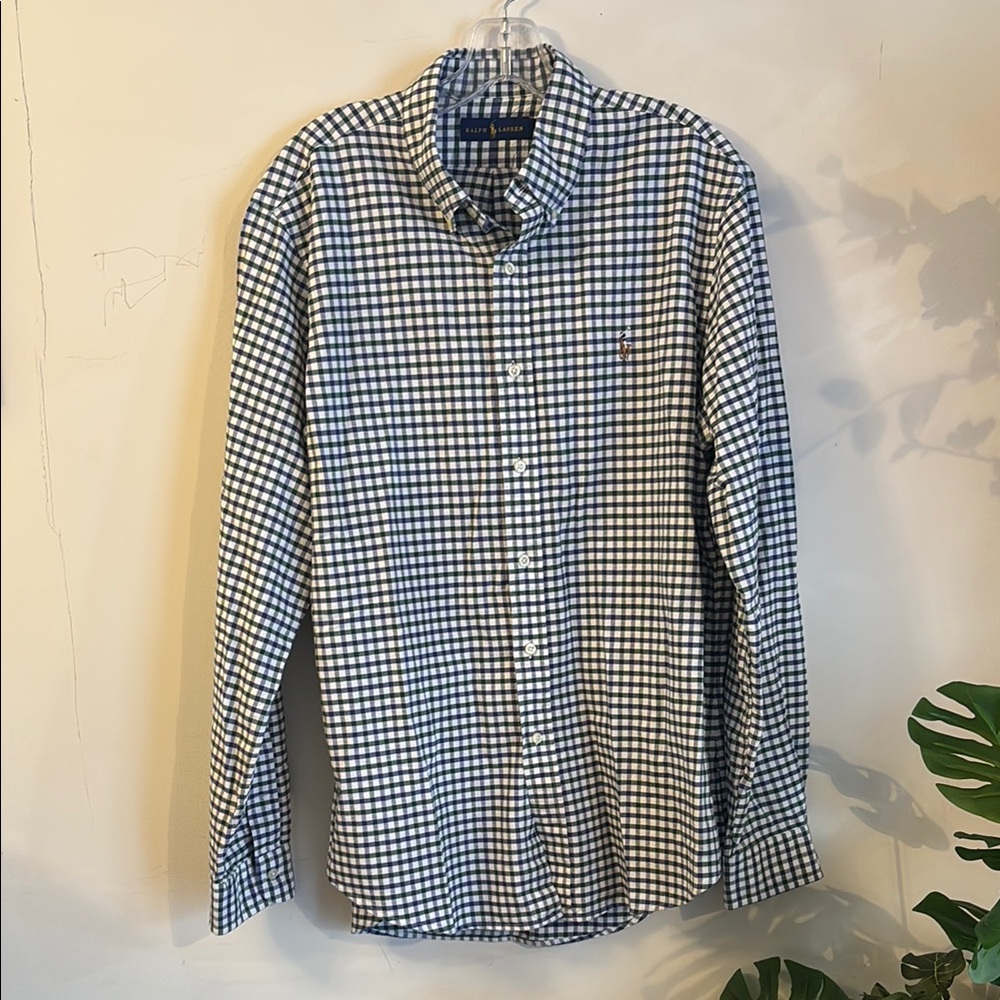 Ralph Lauren Blue and White Casual Button Down Shirt